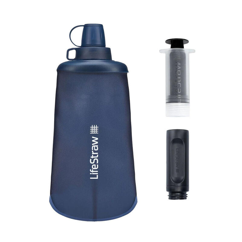Peak Series Collapsible Squeeze Bottle With Filter 1L - Black