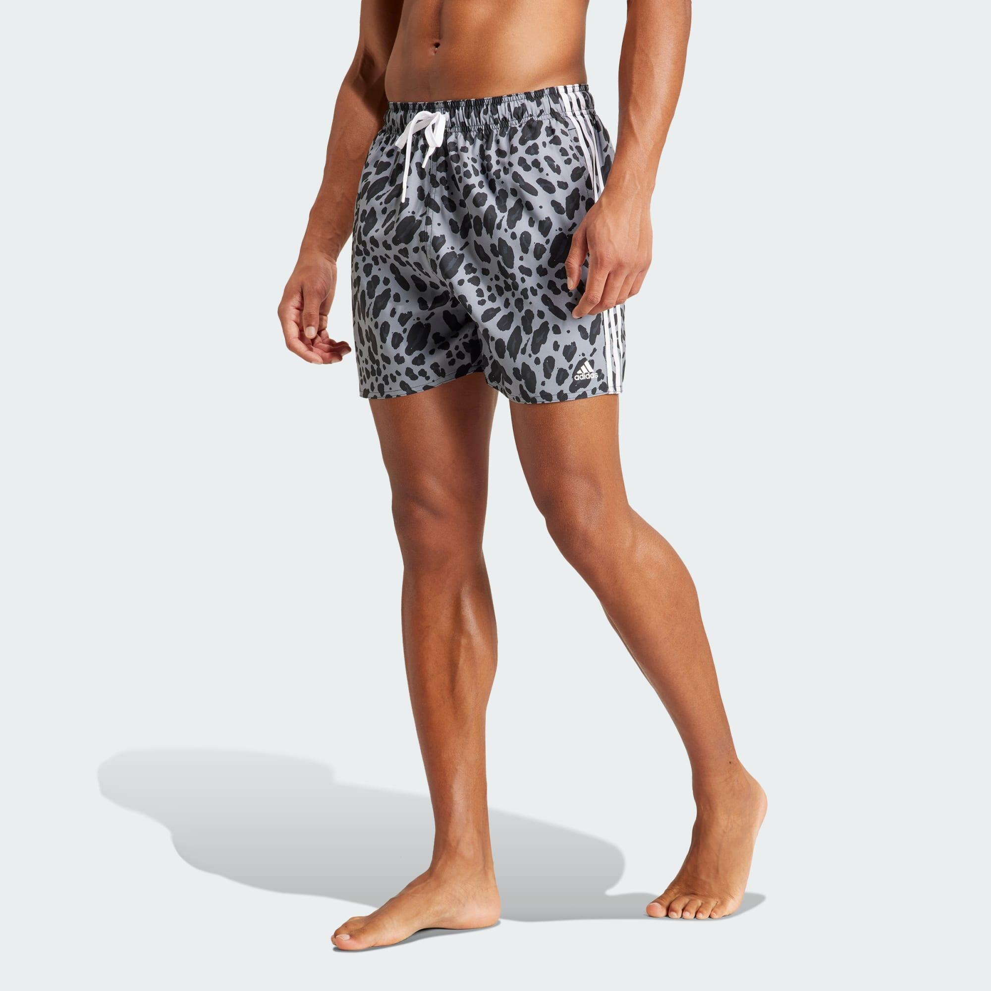 ADIDAS Essentials 3-Stripes Animal-Print CLX Swim Shorts