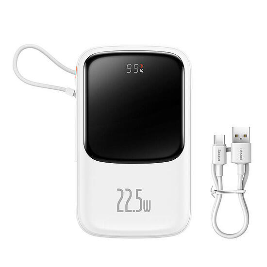 Baseus powerbank 10000mah 22,5w usb/usb-c/lightning ingebouwde kabel 5/7