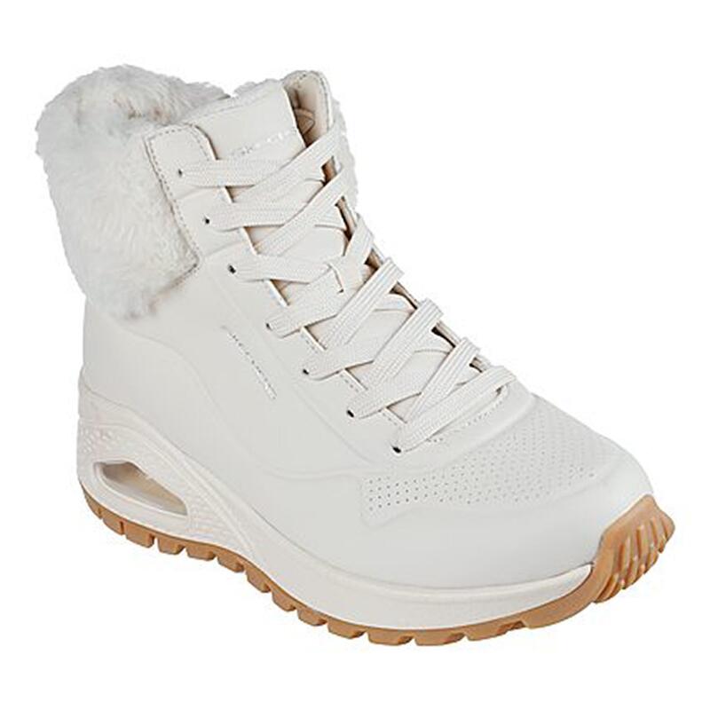 Botines Mujer Skechers 167274_NAT Blancos Acolchados con Cordones