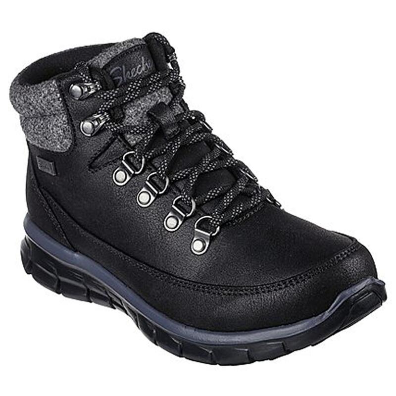 Botines Mujer Skechers 167425_BLK Negros Acolchados con Cordones