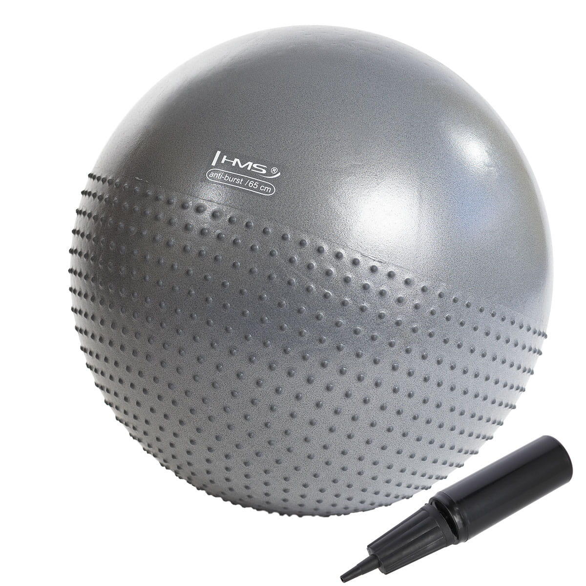 Hms - Balle De Gymnastique Avec Picots De Massage Yb03 Hms - Swiss Ball - Gris - 65 Cm - Decathlon