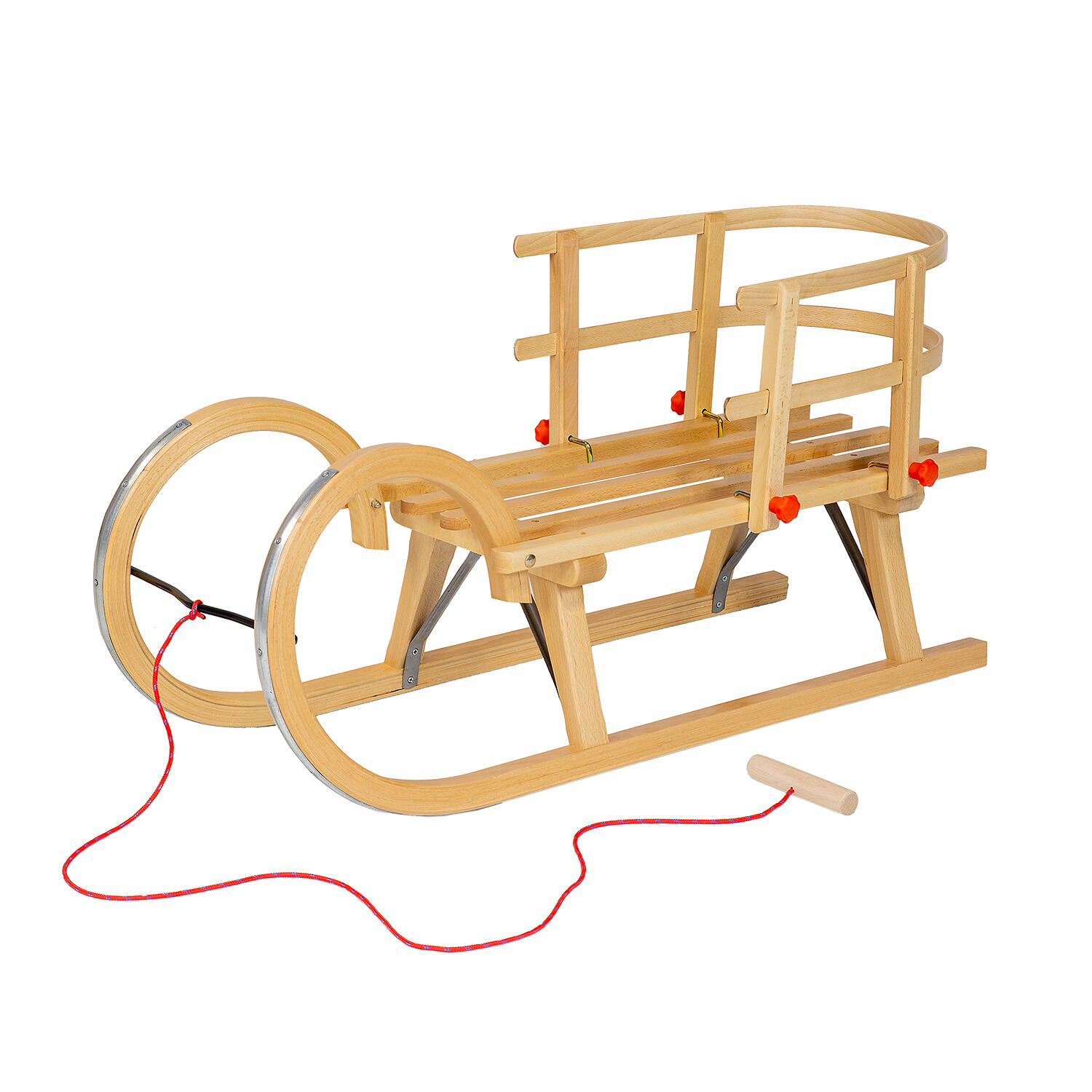 Zestaw sanki drewniane AD323 D95 + AD302 oparcie drewniane + AD300 sznurek 2/7
