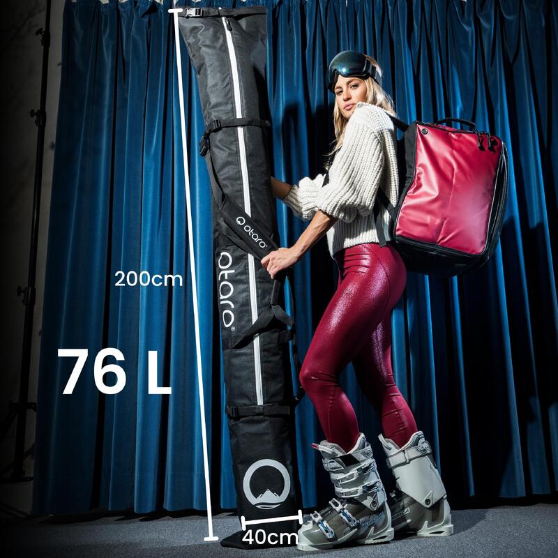 Bolsa de Ski com alça de ombro 200 cm comprimento ajustável | Preto para 1 par