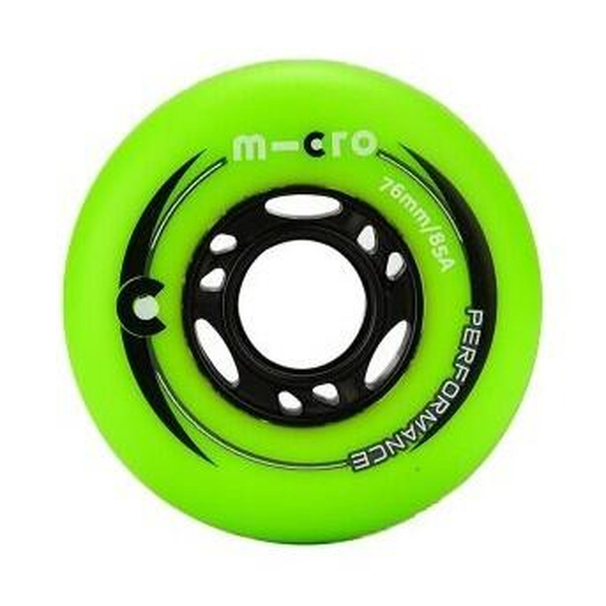 MICRO SKATE PERFORMANCE WHEELS - 76MM/85A GREEN 4 PACK 76 MM