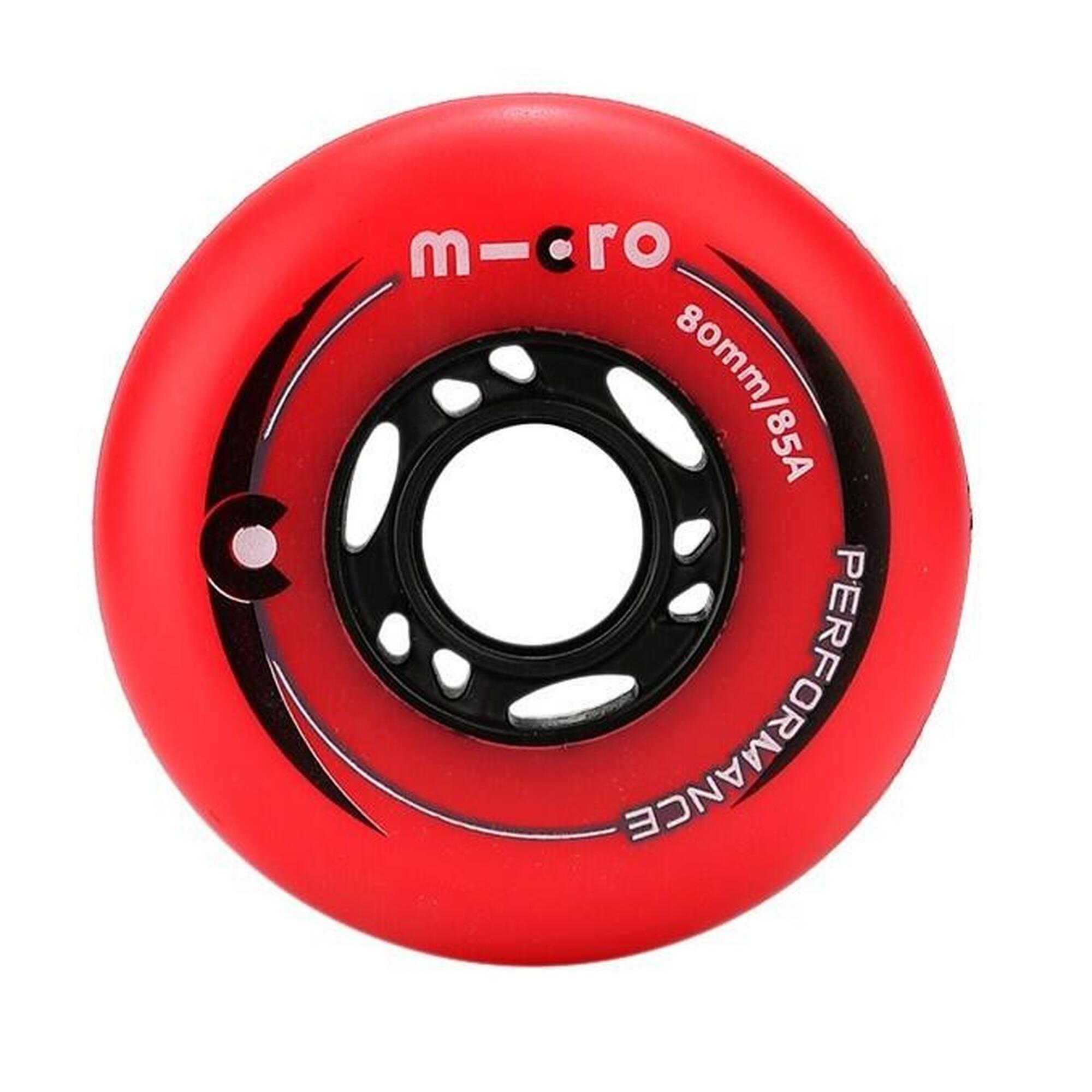 MICRO SKATE PERFORMANCE WHEELS - 76MM/85A RED 4 PACK 76 MM