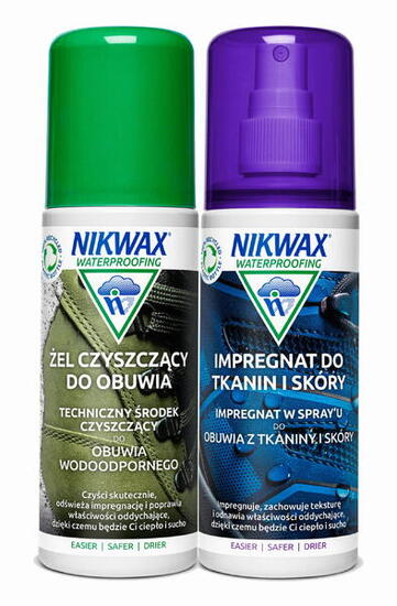 Set Per La Pulizia Delle Scarpe Nikwax Tessuti/Pelle Atomizzatore + Gel 2X125Ml