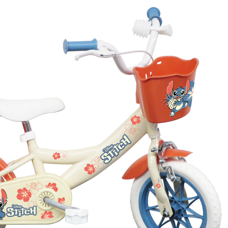 Volare Rowerek 12 Pouces Stitch Disney - Rower Enfant Avec Roues Stabilisatrices Et Panier