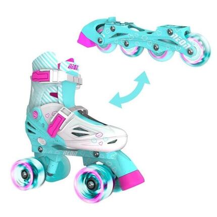 PATINES AJUSTABLES Y EVOLUTIVOS COMBO NEON T.30-33 YVOLUTION TURQUESA ROSA