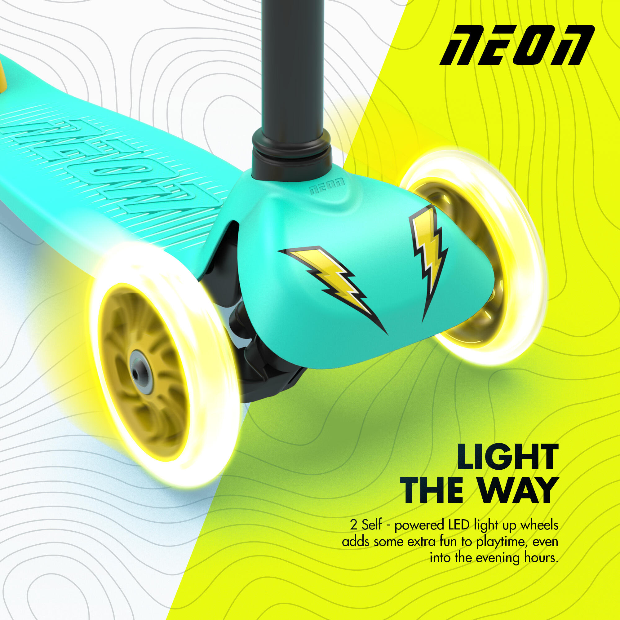 PATINETE TRES RUEDAS PARA NIÑOS NEON BOLT YVOLUTION VERDE 2/7