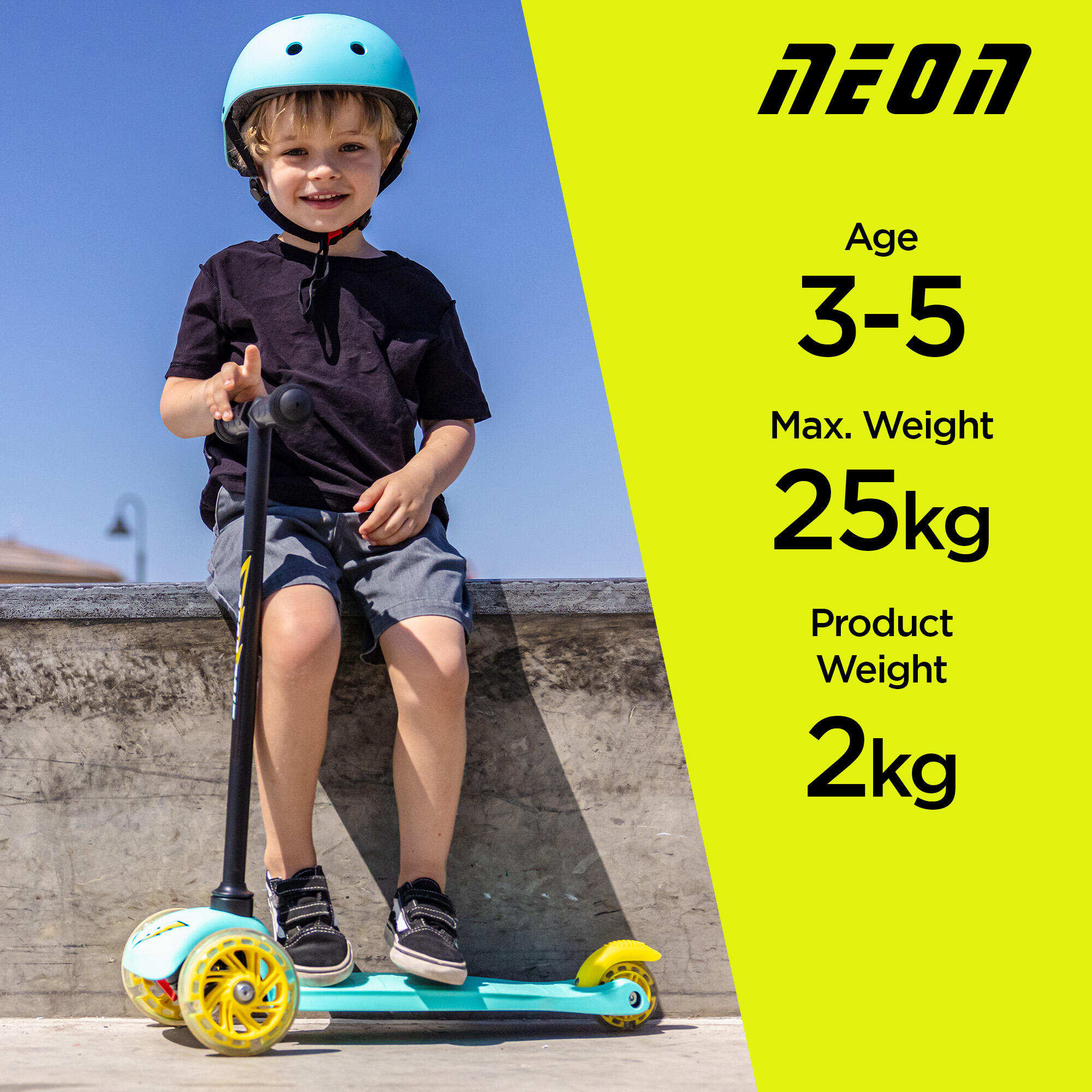 PATINETE TRES RUEDAS PARA NIÑOS NEON BOLT YVOLUTION VERDE 5/7
