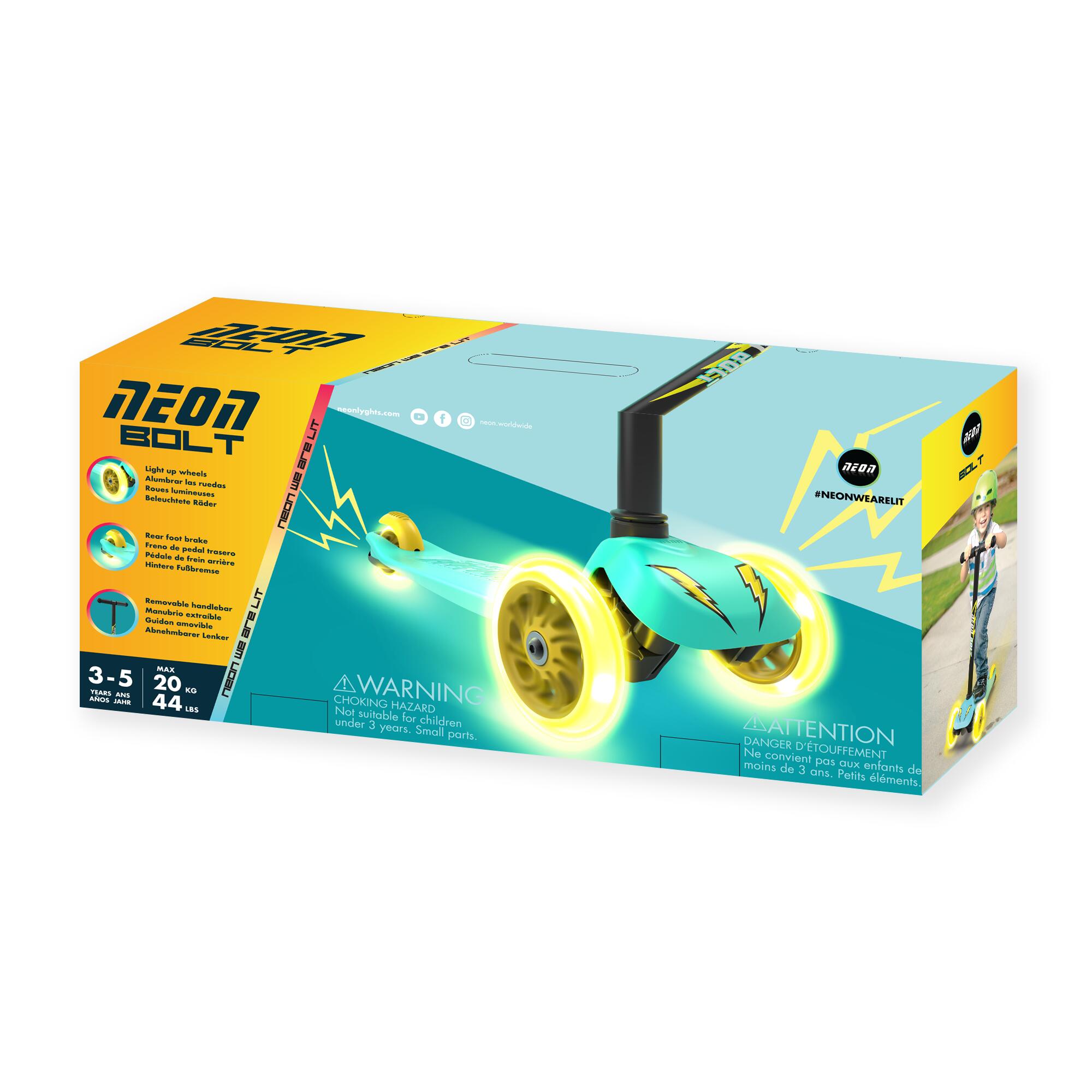 Bipatinete Scooter Luminoso De 3 Ruedas Con Luces De Neón, Sin Baterías, Para Niños A Partir De 7 Años, Carga Máx. 80 Kg