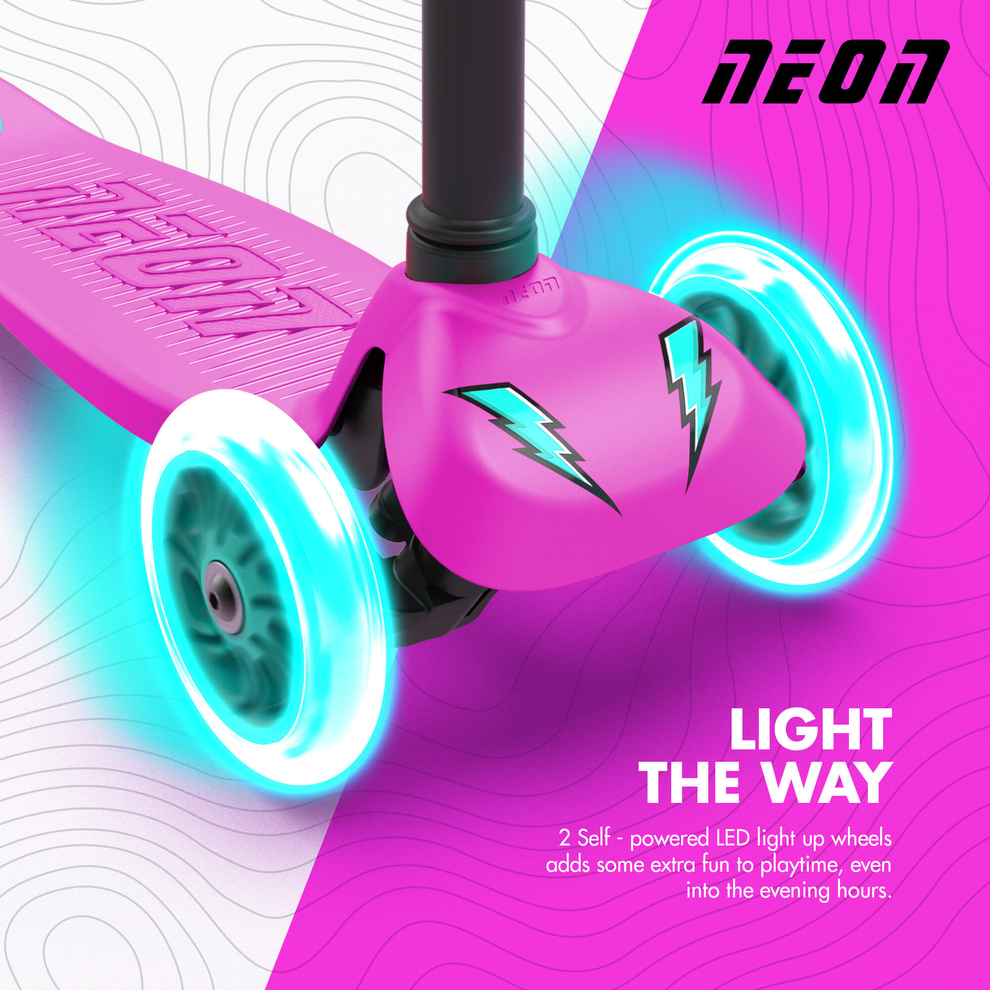 NEON BOLT YVOLUTION ROSA TRÊS RODAS SCOOTER INFANTIL 2/7