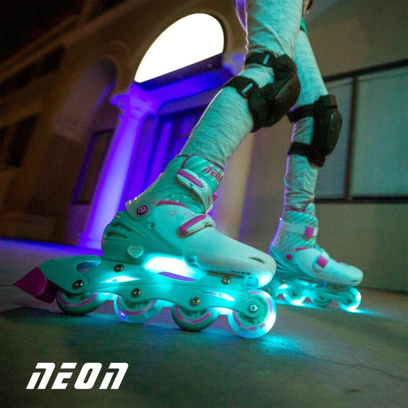 PATINES AJUSTABLES Y EVOLUTIVOS COMBO NEON T.30-33 YVOLUTION TURQUESA ROSA