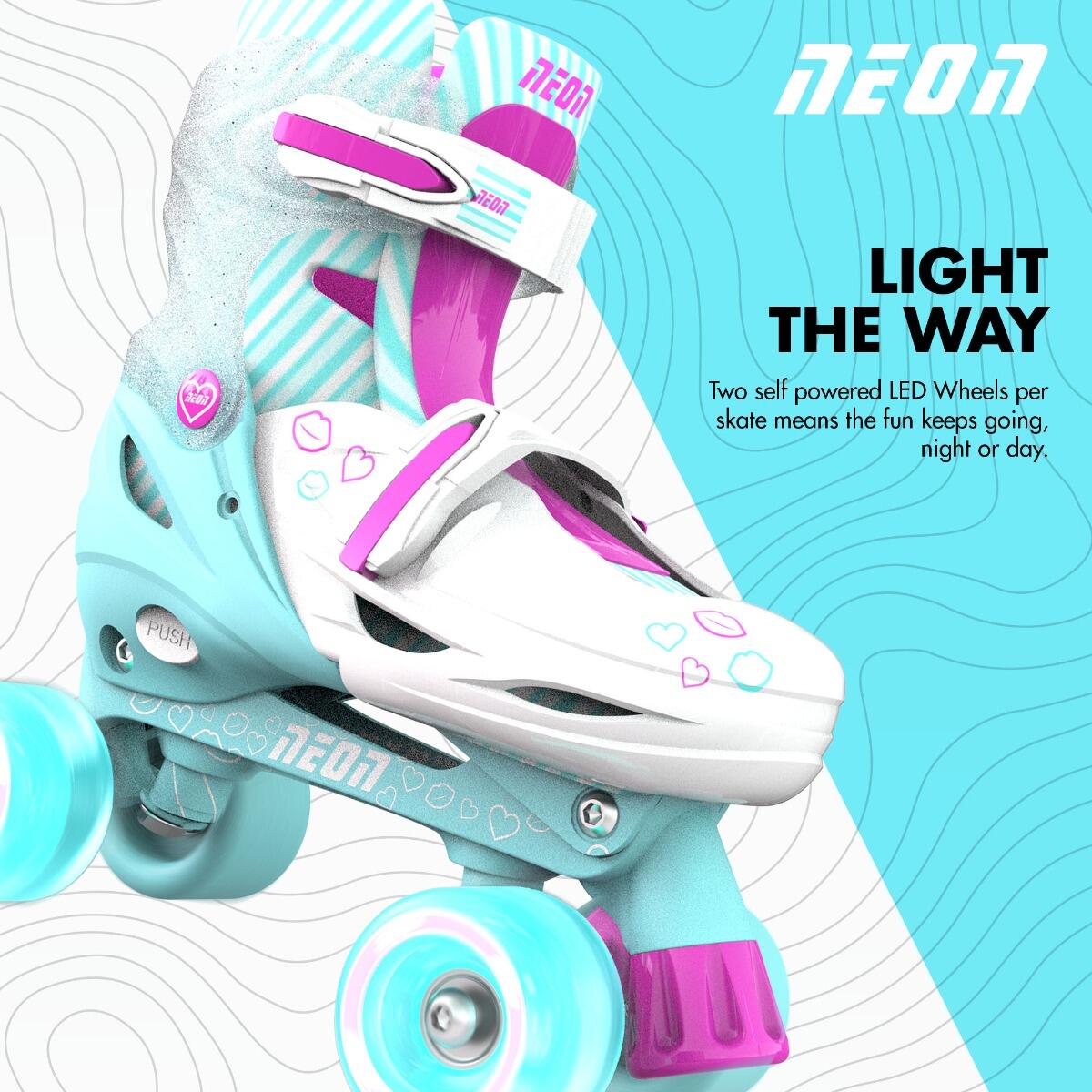 PATINES AJUSTABLES Y EVOLUTIVOS COMBO NEON T.30-33 YVOLUTION TURQUESA ROSA 5/7