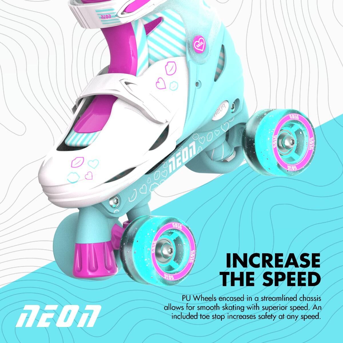 PATINES AJUSTABLES Y EVOLUTIVOS COMBO NEON T.30-33 YVOLUTION TURQUESA ROSA 4/7