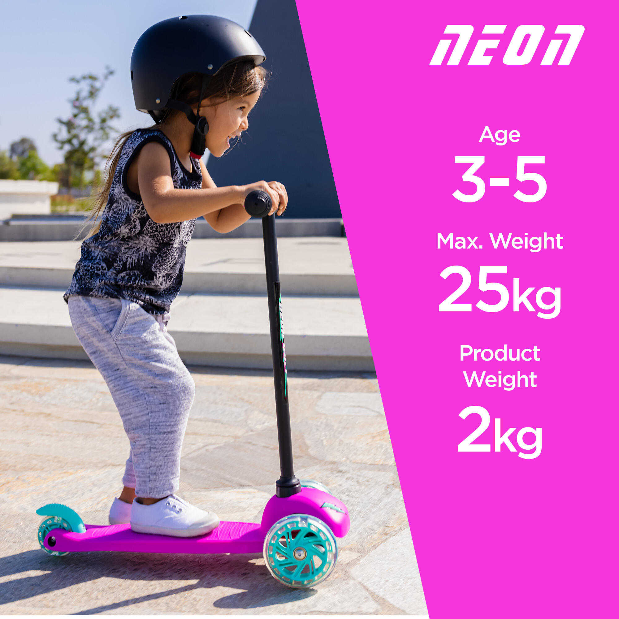 NEON BOLT YVOLUTION ROSA TRÊS RODAS SCOOTER INFANTIL 5/7