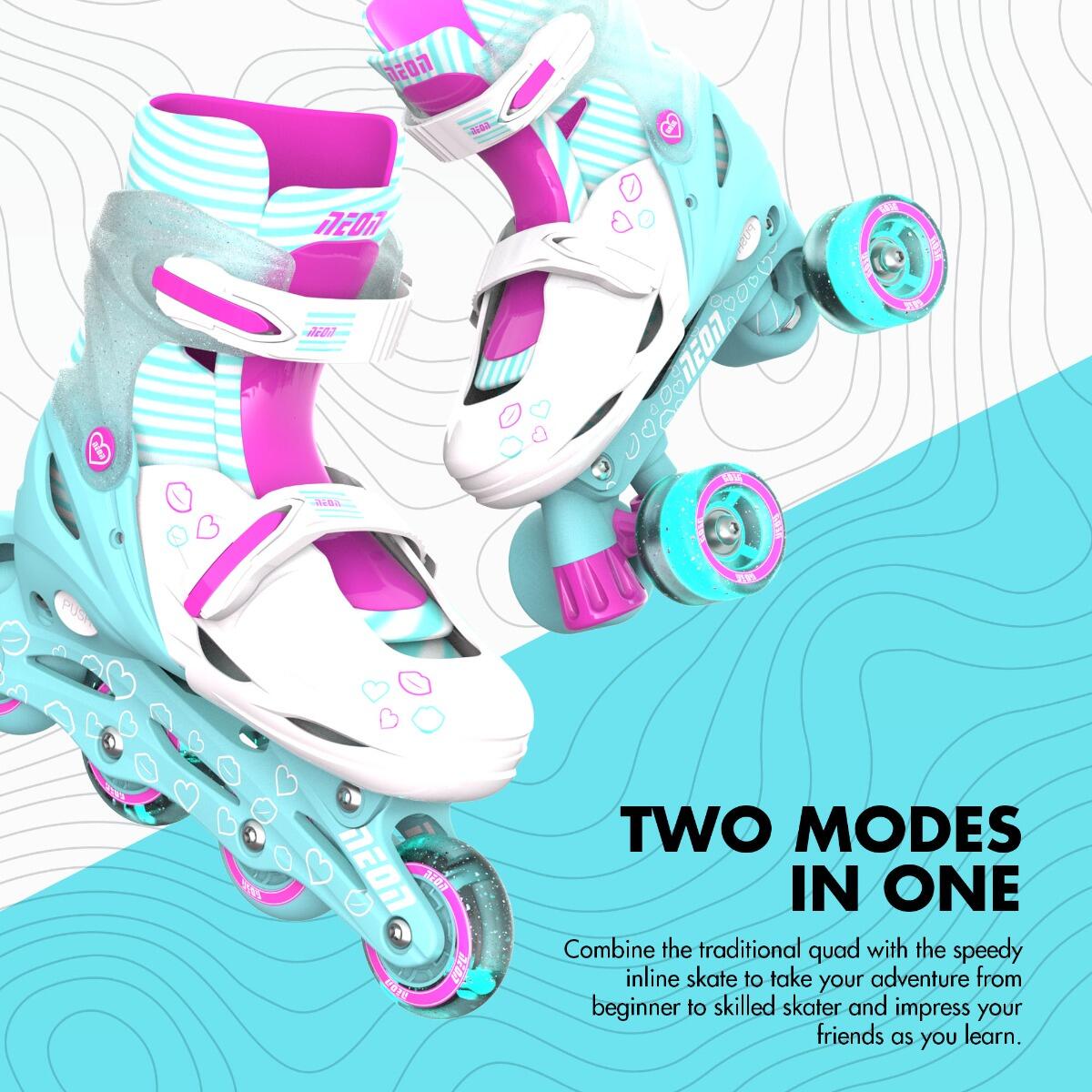 PATINES AJUSTABLES Y EVOLUTIVOS COMBO NEON T.30-33 YVOLUTION TURQUESA ROSA 3/7