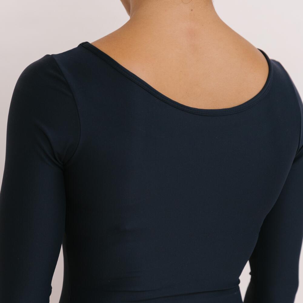 Dames Maillot Lange Mouw Zwart 3/4