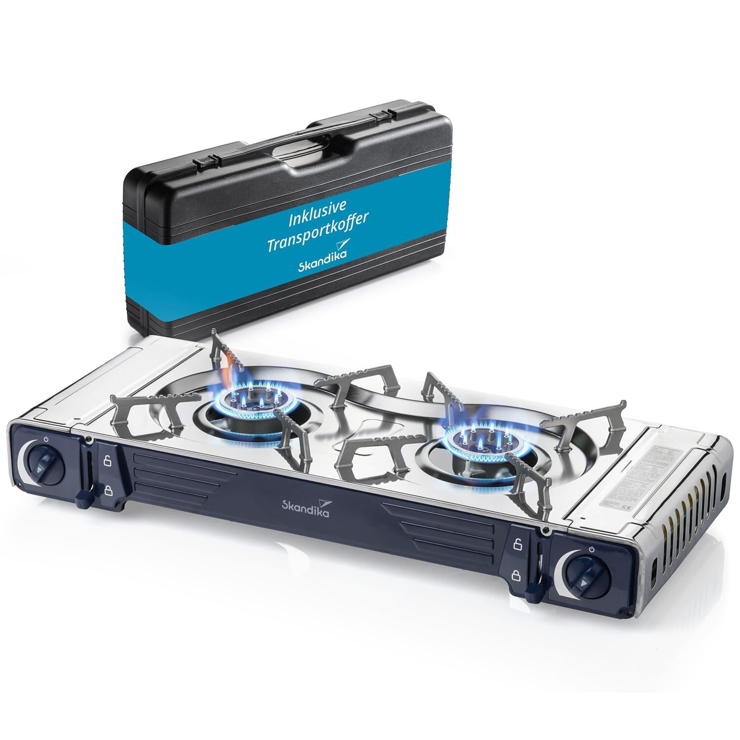Réchaud De Camping 2 Brûleurs 4400W - Pliable Et Portable Avec Sac De Transport - Gaz Butane - 11