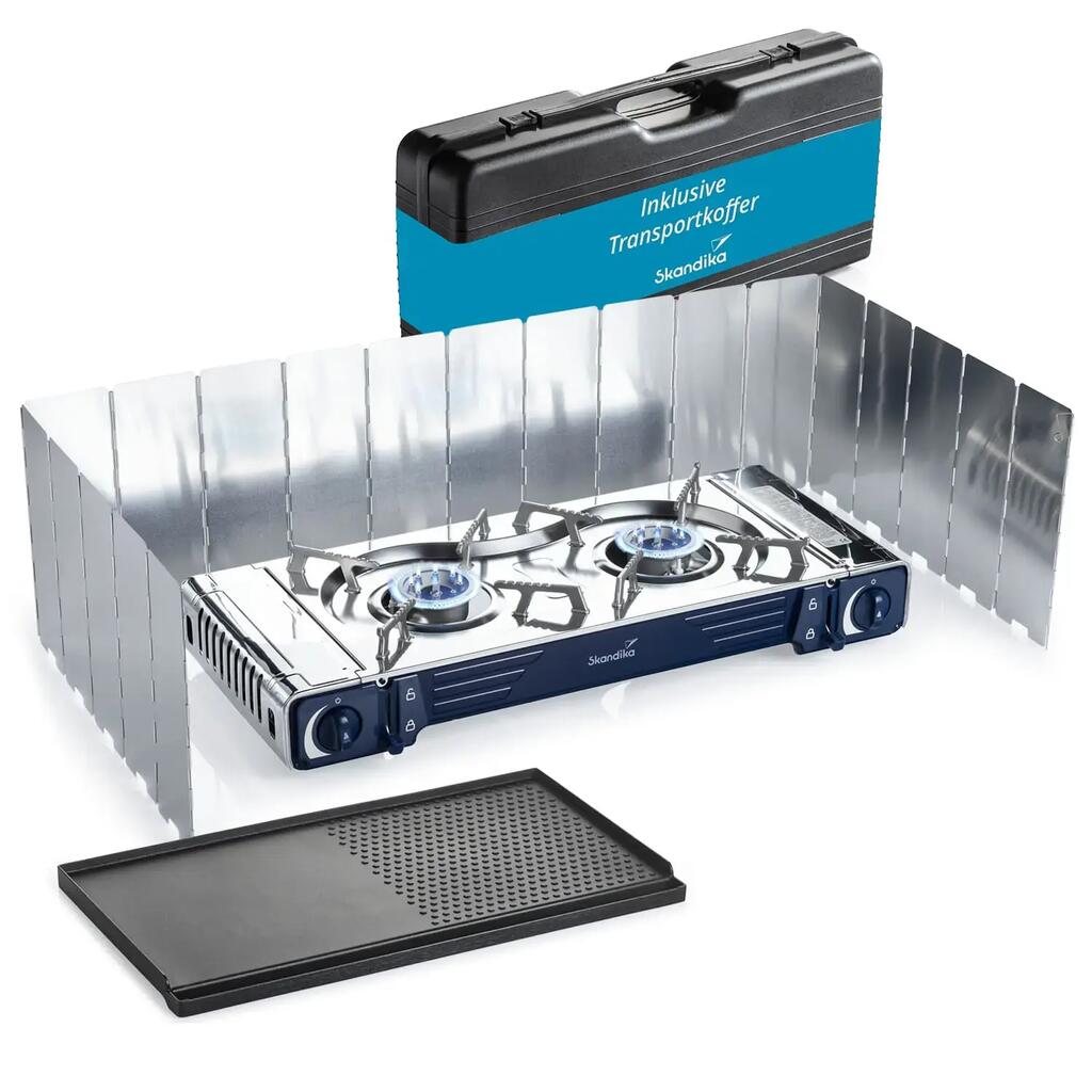Brann Gas Stove – Robust 2‑Burner Camping Stove for Gas Cartridges (Set)