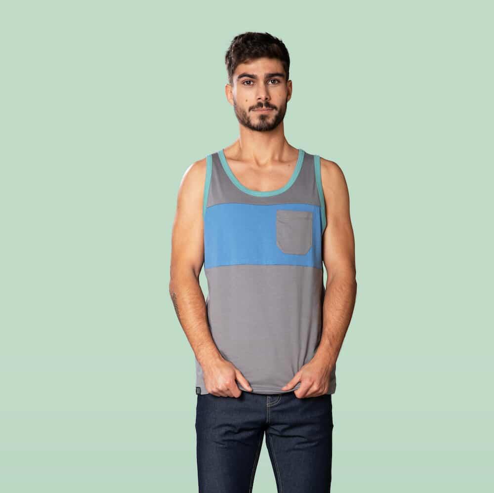 M_Two-colored Pocket Tank Top 1/7
