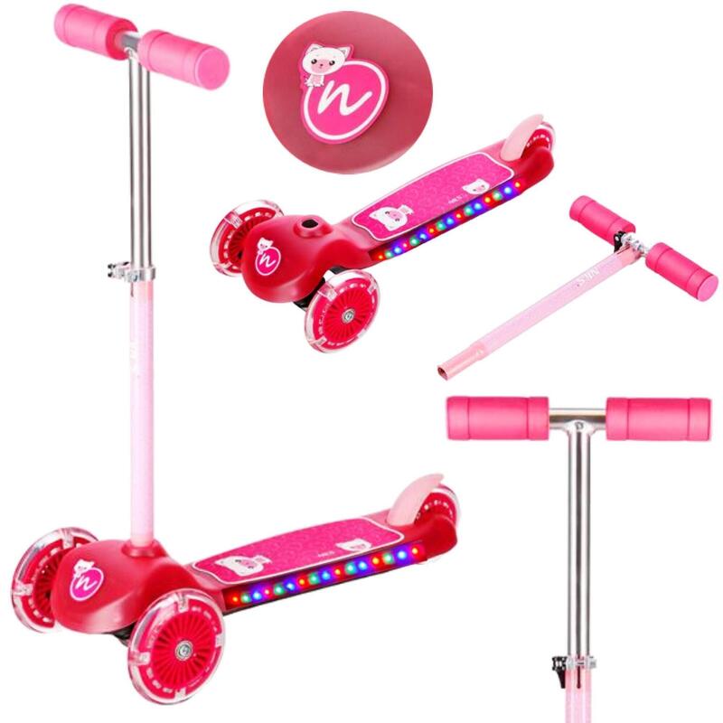 Patinete niño ajustable plegable NILS FUN HLB001, rosa