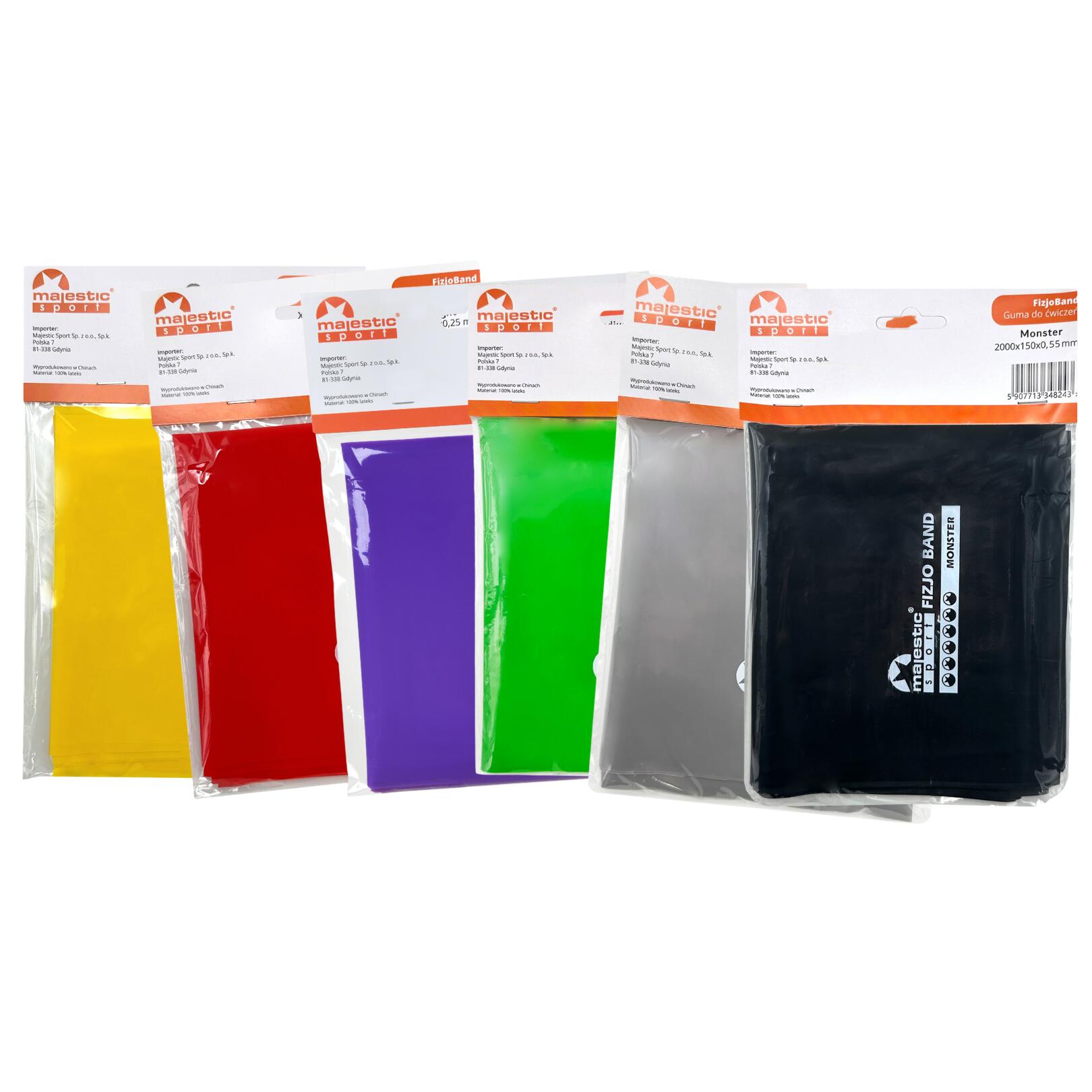 Zestaw 6 gum do rehabilitacji Majestic Sport FizjoBand 4/7