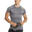 男裝彈性修身跑步健身短袖運動T恤上衣 - 灰色