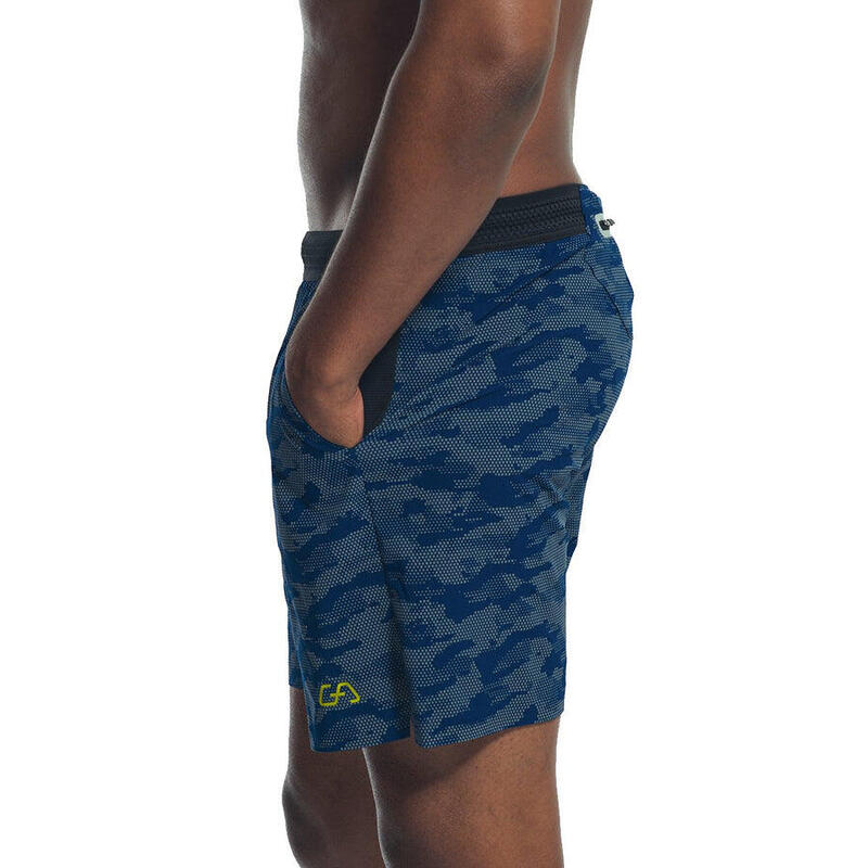 Men Breathable Dri-Fit 6" Running Sports Shorts - Camouflage x Navy Blue