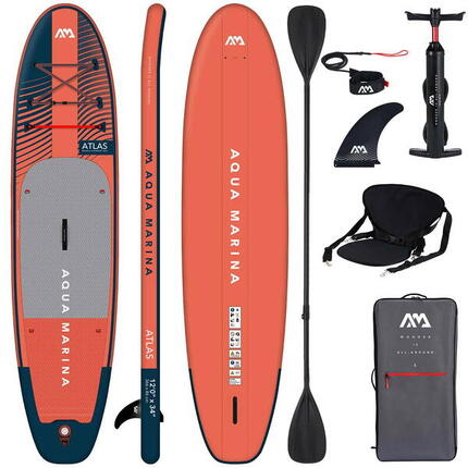 Aqua Marina Atlas Carbon 12'0 366 cm aufblasbares SUP Board Paddel und Kajaksitz