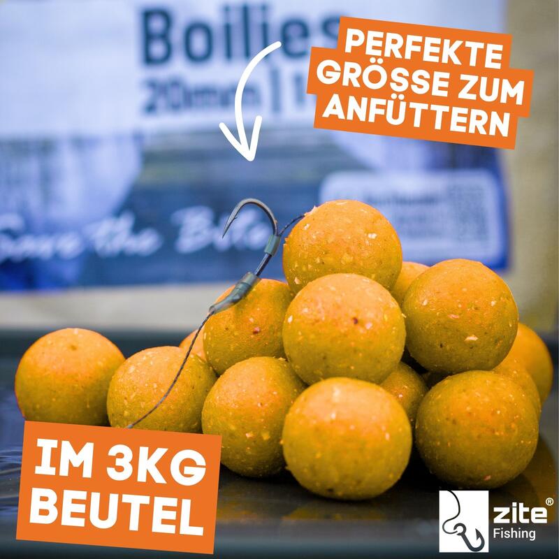 Futterboilies 18mm 3x3 kg Karpfenfutter zum Anfüttern - Vanille weiß