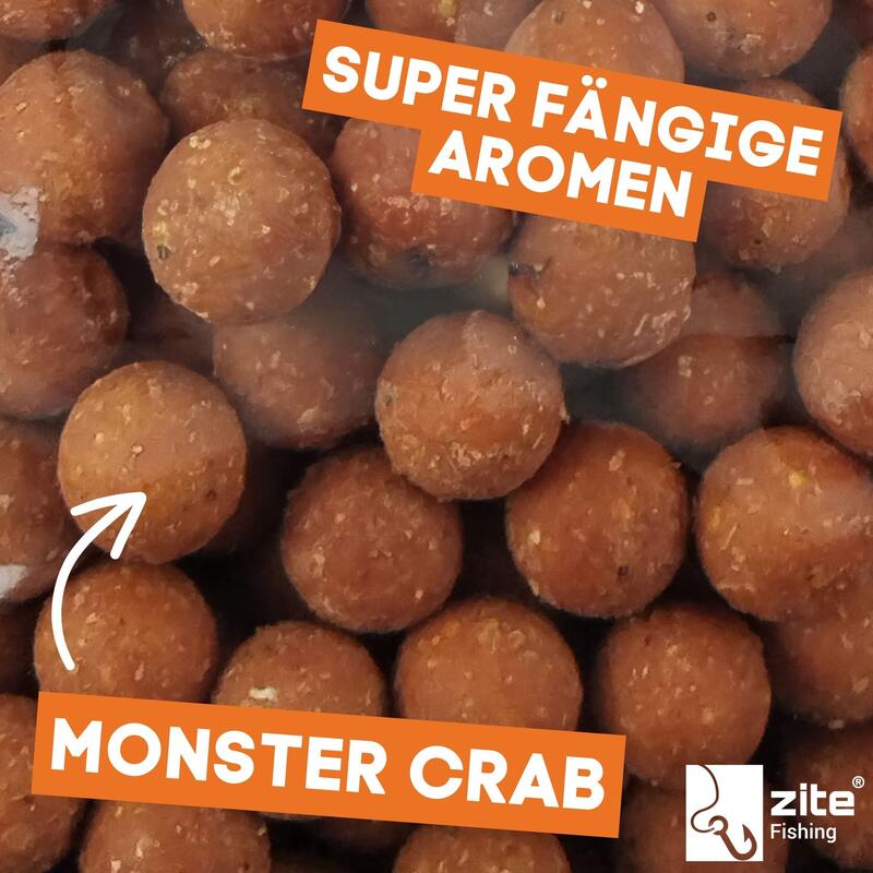 Futterboilies 18mm 3x3 kg Karpfenfutter zum Anfüttern - Monster Crab braun