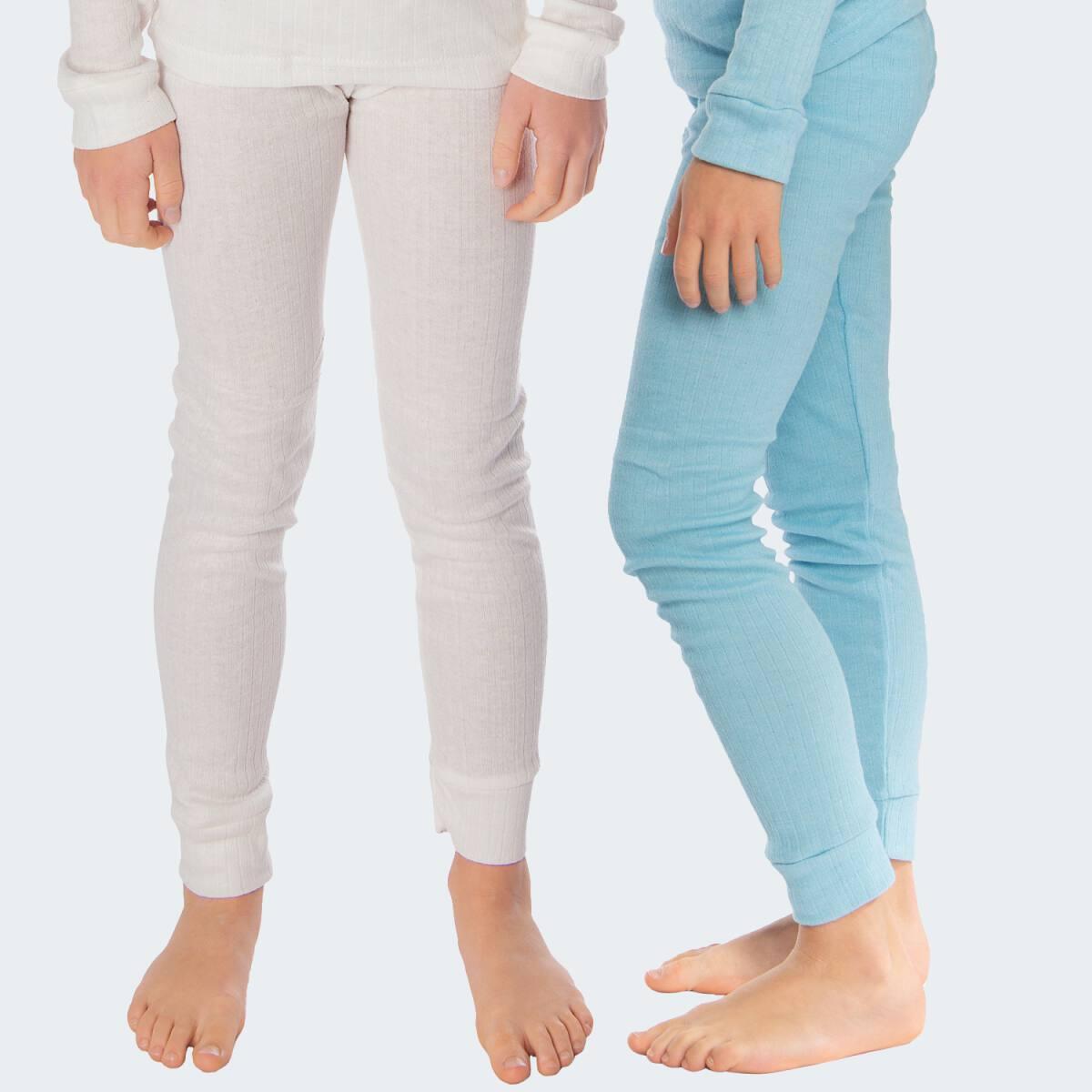 2 pantalons thermiques enfant | Sous-vêtements sportifs | Crème/Bleu clair 2/6