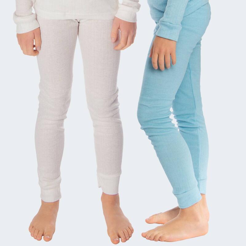Conjunto de 2 calças térmicas criança | calças desportivas | Creme/azul claro
