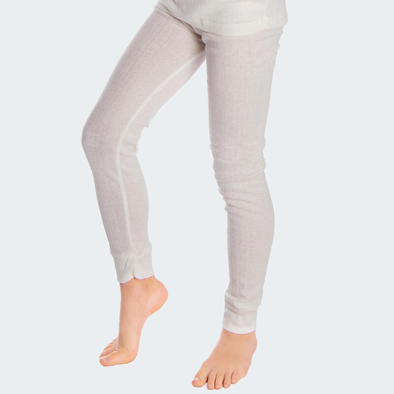 Pantaloni termici copii set de 3 | pantaloni sport fleece | Crem