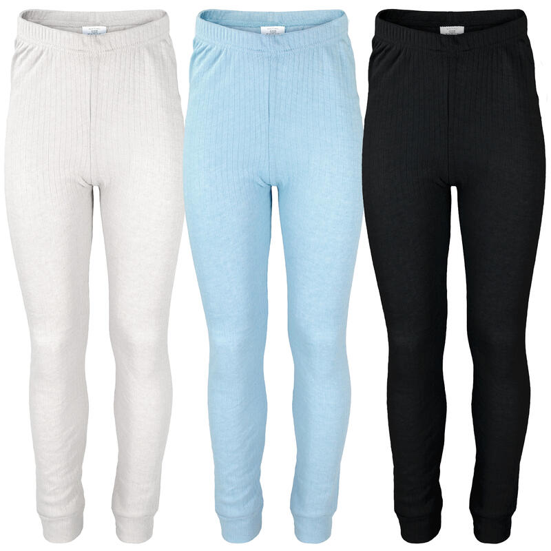 3 pantalons thermiques enfant | Sous-vêtements sportifs | Crème/Bleu clair/Noir