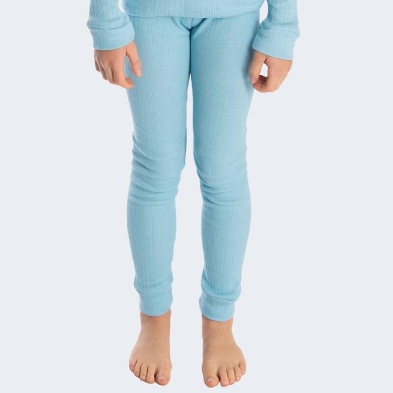 2 pantalons thermiques enfant | Sous-vêtements sportifs | Crème/Bleu clair