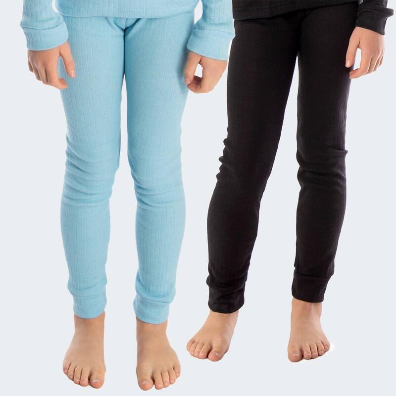 2 pantalons thermiques enfant | Sous-vêtements sportifs | Bleu clair/Noir
