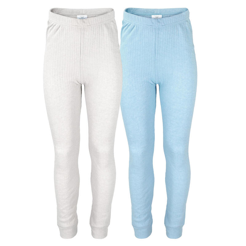 2 pantalons thermiques enfant | Sous-vêtements sportifs | Crème/Bleu clair