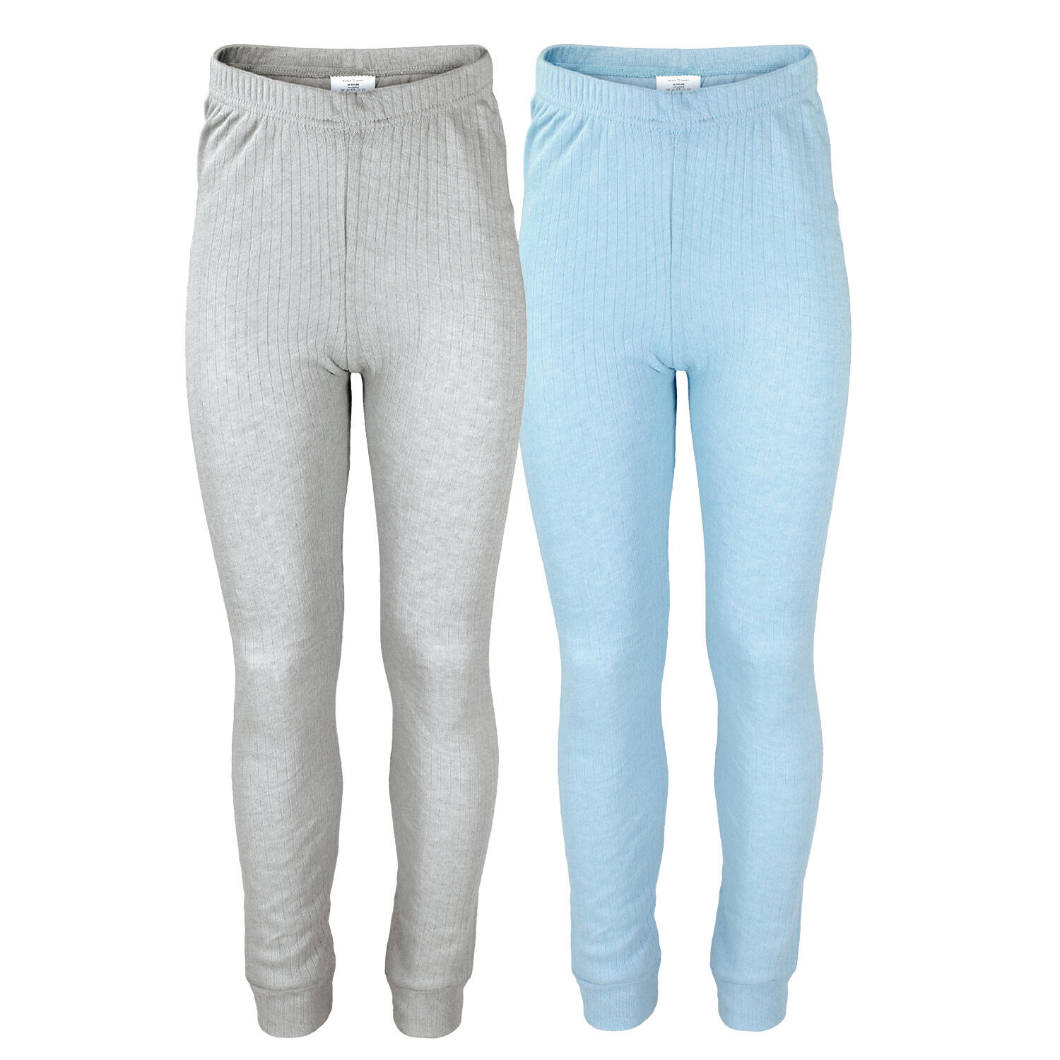 BLACK SNAKE Thermounterhose Kinder 2er Set | Sportunterhose | Innenfleece | Grau/Hellblau