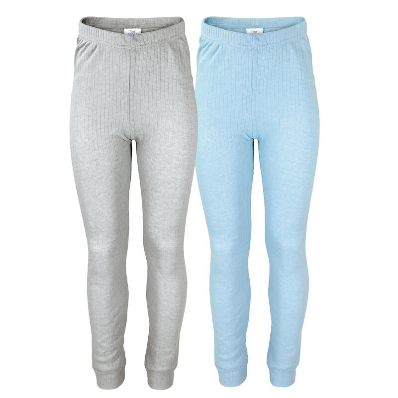 Conjunto de 2 calças térmicas criança | calças desportivas | Cinzento/azul claro