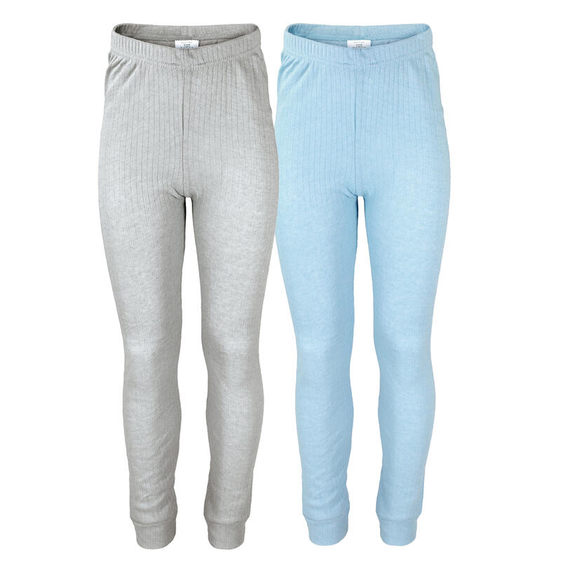 Pantaloni termici copii set de 2 | pantaloni sport | Gri/Albastru clar