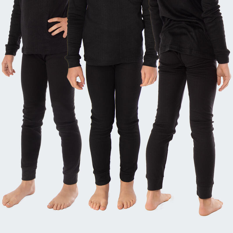 3 pantalons thermiques enfant | Sous-vêtements sportifs | Noir