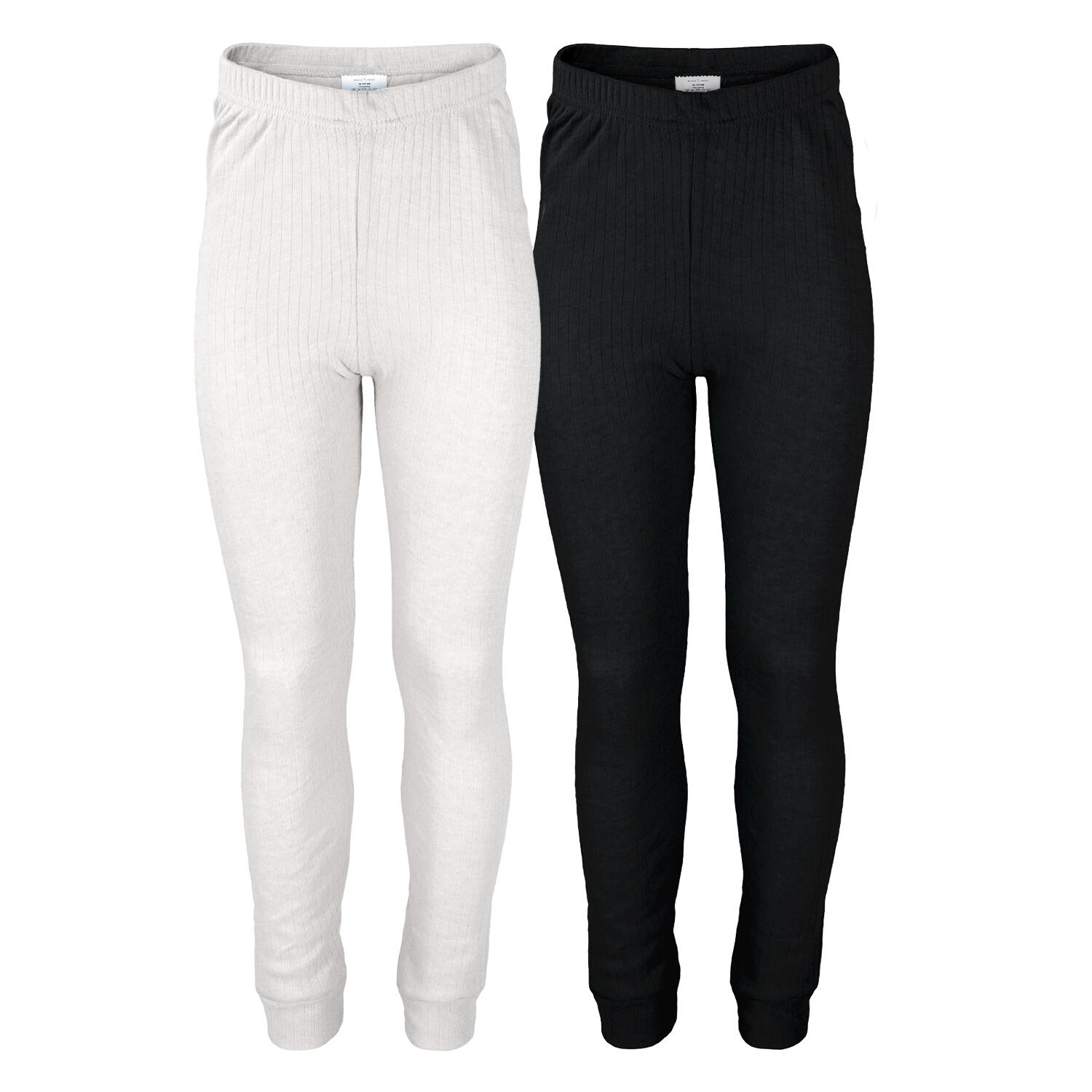 BLACK SNAKE Thermounterhose Kinder 2er Set | Sportunterhose | Innenfleece | Creme/Schwarz