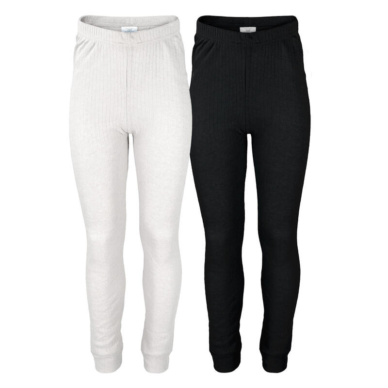 2 pantalones térmicos | Niños | Ropa interior deportiva | Crema/Negro