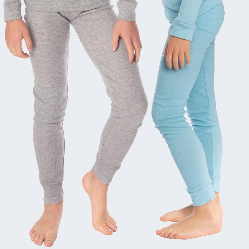2 pantalons thermiques enfant | Sous-vêtements sportifs | Gris/Bleu clair