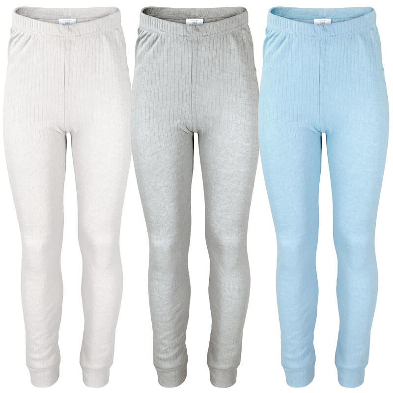 Conjunto de 3 calças térmicas para criança | Creme/cinzento/azul claro
