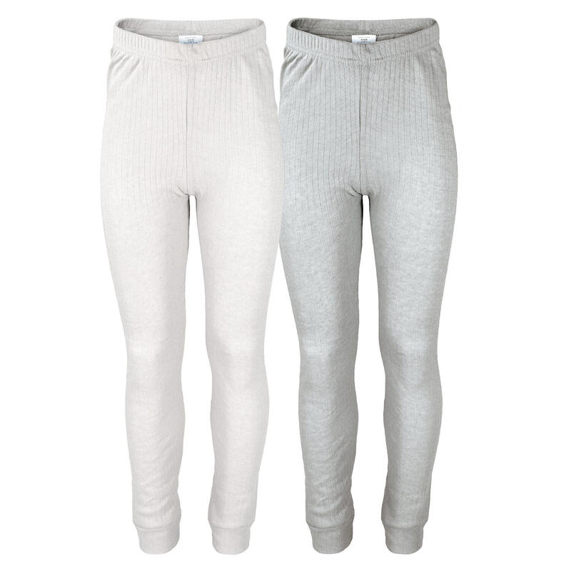 2 pantalones térmicos | Niños | Ropa interior deportiva | Crema/Gris