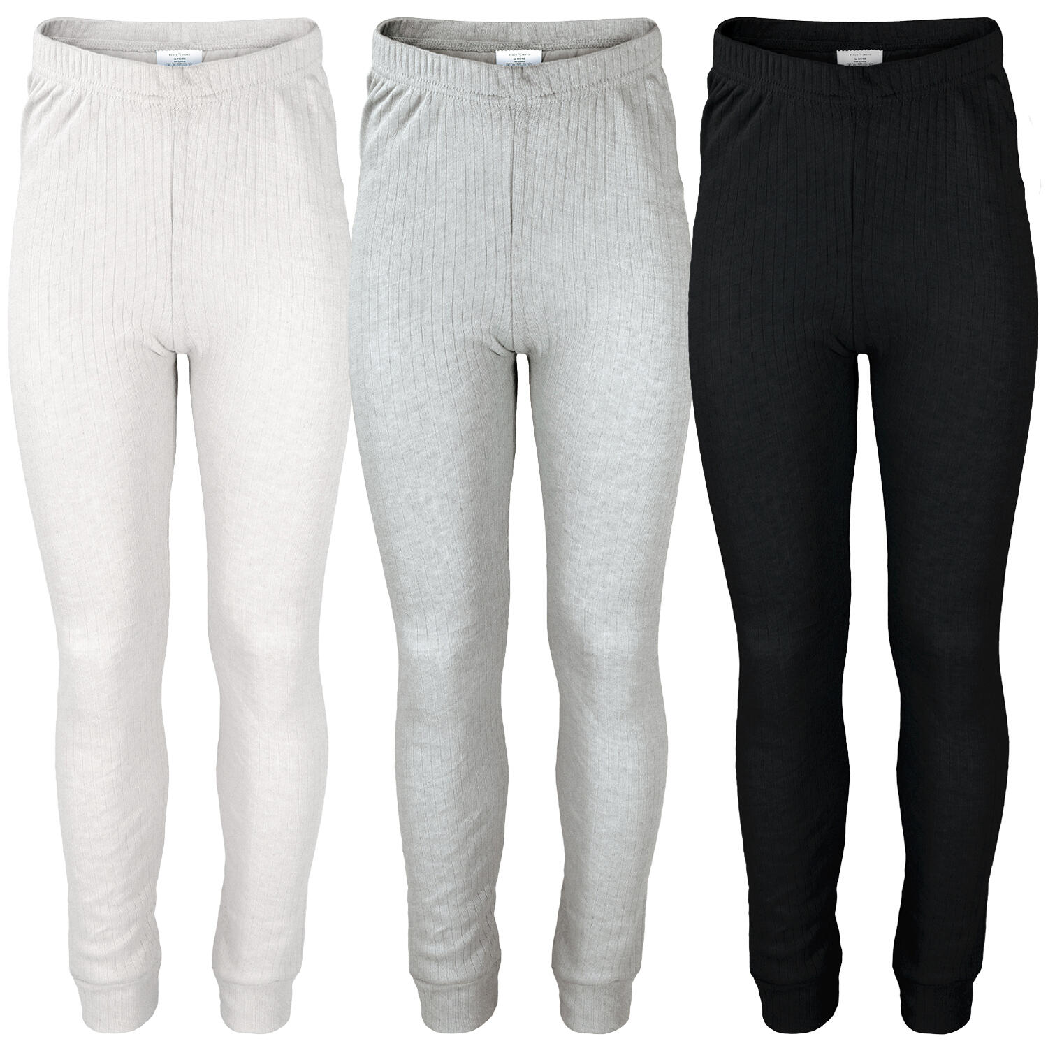 3 pantaloni termici per bambini | Intimo sportivo | Crema/Grigio/Nero